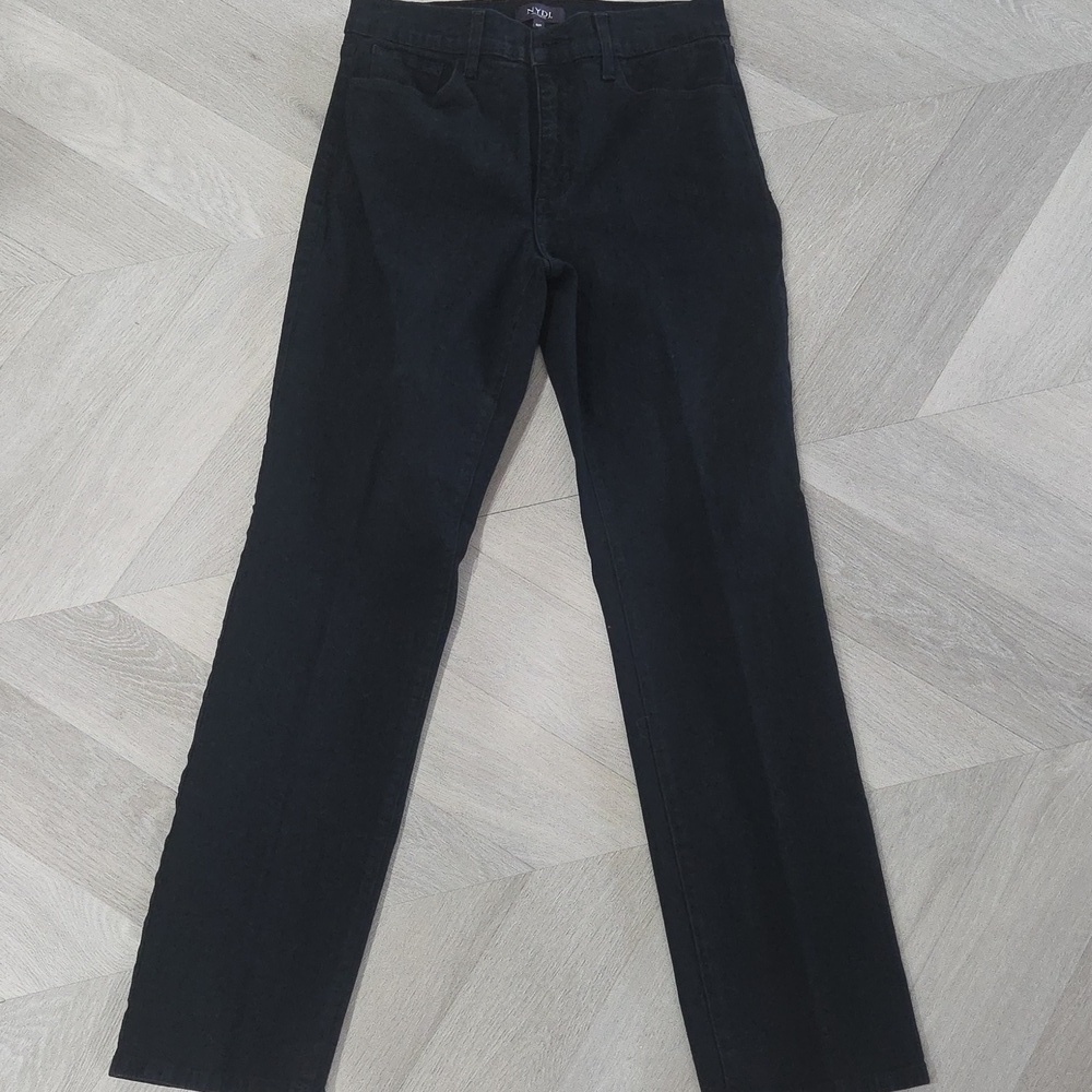NYDJ Jeans Womens 2 Black Straight Leg Lift Tuck Technology Stretch Denim 8P